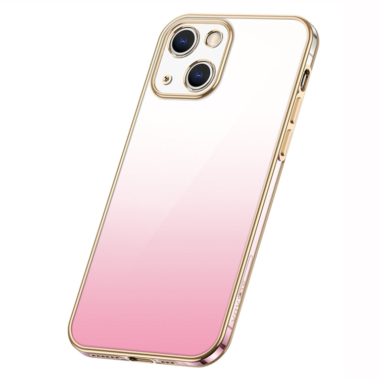 SULADA Iridescence Series Plating Transparent Gradient Phone Case for iPhone 14 Plus (Pink)