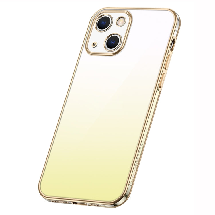 SULADA Iridescence Series Plating Transparent Gradient Phone Case for iPhone 14 Plus (Gold)