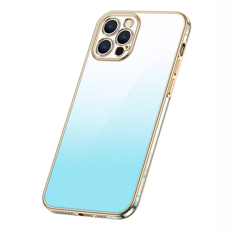 SULADA Iridescence Series Plating Transparent Gradient Phone Case for iPhone 14 Pro (Blue)
