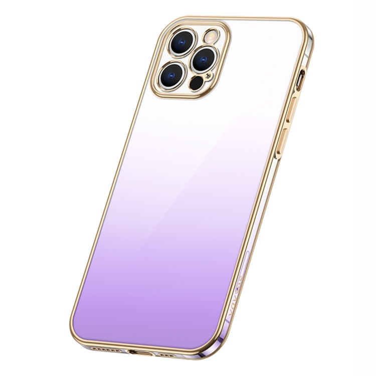 SULADA Iridescence Series Plating Transparent Gradient Phone Case for iPhone 14 Pro Max (Purple)