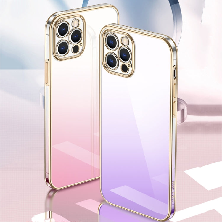 SULADA Iridescence Series Plating Transparent Gradient Phone Case for iPhone 14 Pro Max (Pink)