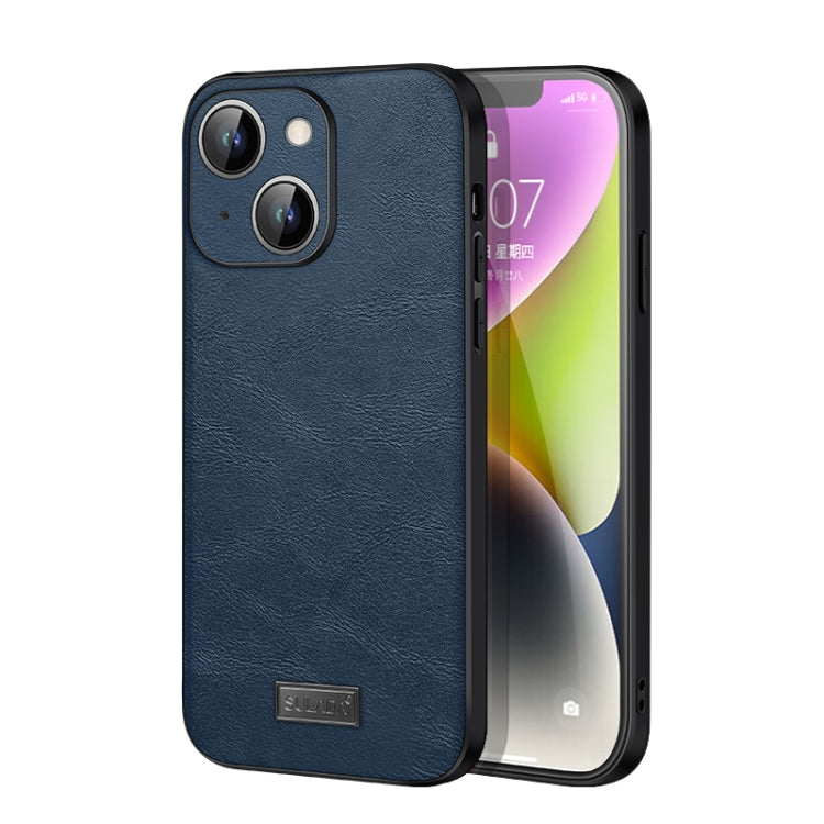 SULADA Blue Leather Shockproof Phone Case for iPhone 14
