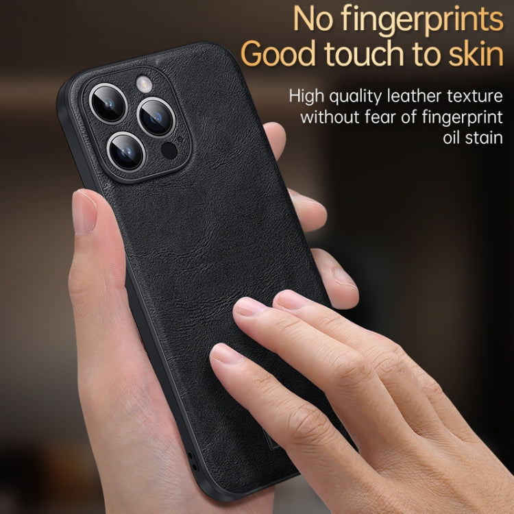 SULADA Shockproof TPU + Handmade Leather Phone Case for iPhone 14 Plus (Orange)