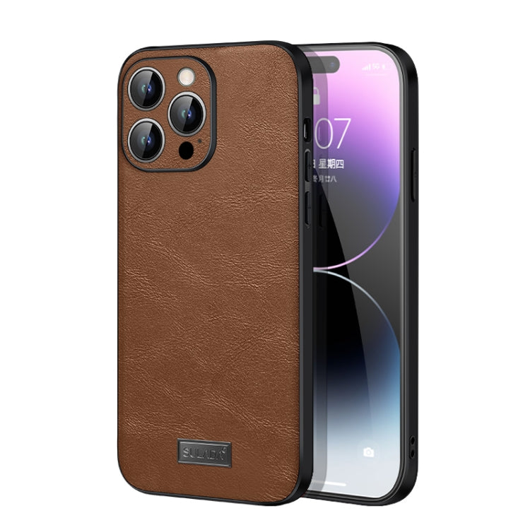 SULADA Brown Leather Shockproof Case for iPhone 14 Pro Max