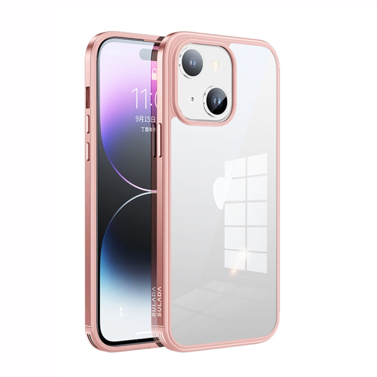 SULADA Pink Metal Frame + Nano Glass + TPU Phone Case for iPhone 14