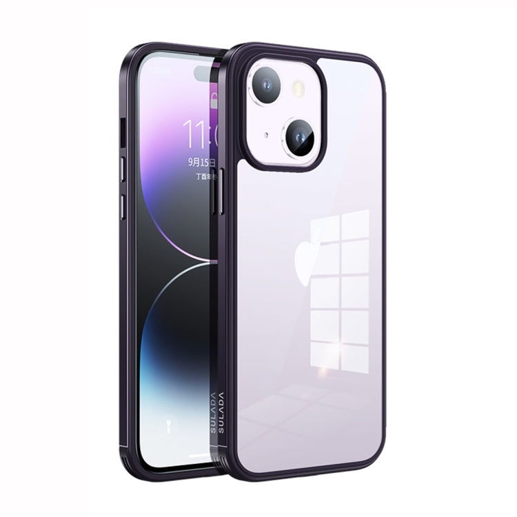 SULADA Dark Purple Metal Frame + Nano Glass + TPU Phone Case for iPhone 14