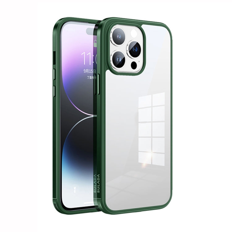 SULADA Metal Frame Phone Case for iPhone 14 Pro Max (Green)