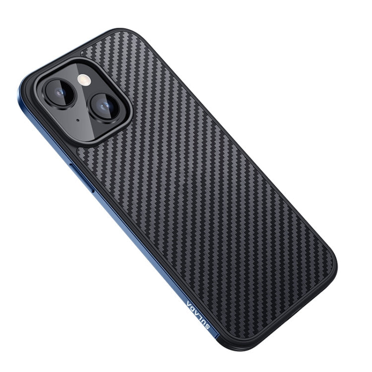SULADA Dark Blue Carbon Fiber Textured Shockproof Case for iPhone 14 Plus