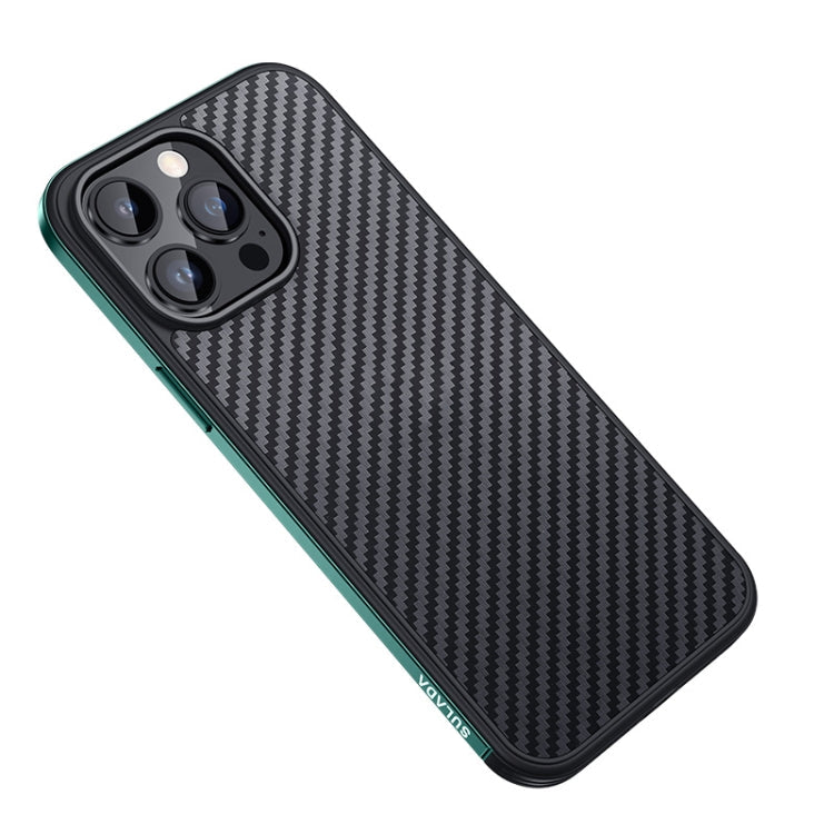 SULADA Dark Green Carbon Fiber Shockproof Case for iPhone 14 Pro