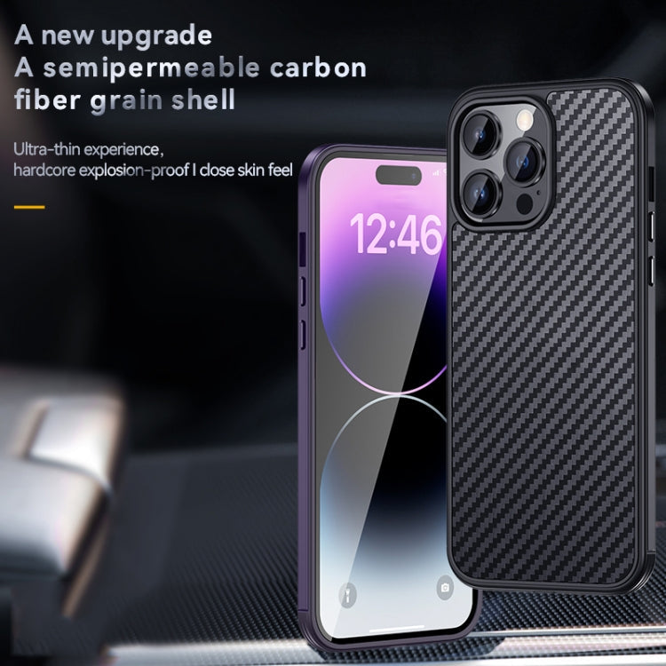 SULADA Carbon Fiber Textured Shockproof Case for iPhone 14 Pro (Silver)