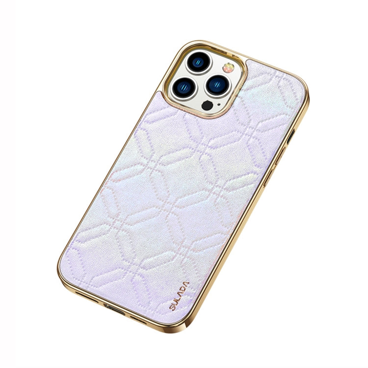 SULADA Cooljas Series TPU Sheepskin Texture Phone Protective Case for iPhone 14 Pro (Bright Silver)