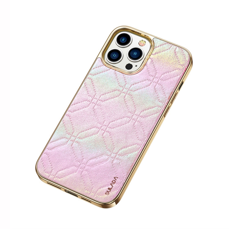 SULADA Cooljas Series TPU Sheepskin Texture Phone Protective Case for iPhone 14 Pro Max (Bright Pink)