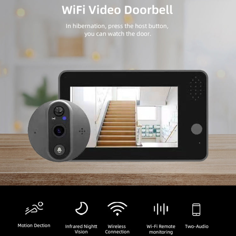 SY-38 4.3 inch WIFI Doorbell Viewer with Night Vision, Motion Detection, and Remote Voice