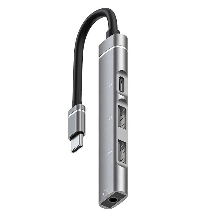 Grey USB-C / Type-C Docking Station with 3.5mm + 2USB + Type-C HUB
