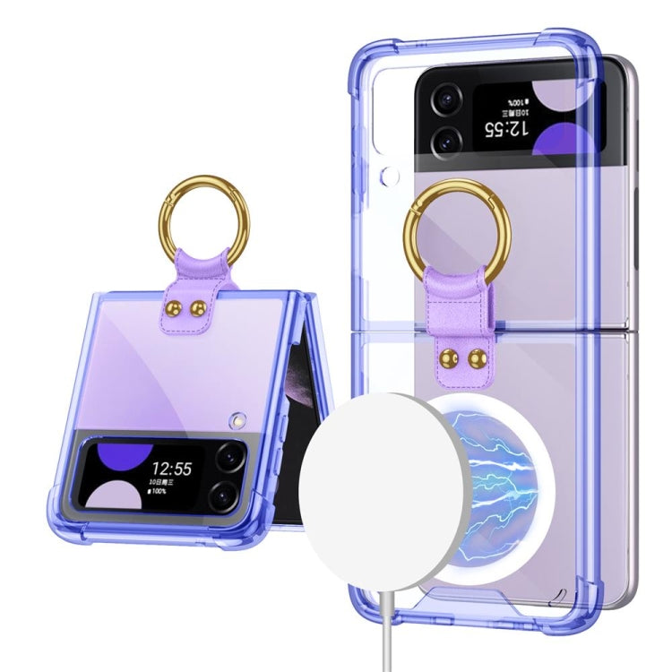 GKK MagSafe Airbag Shockproof Phone Case with Ring Holder for Samsung Galaxy Z Flip3 5G (Purple)
