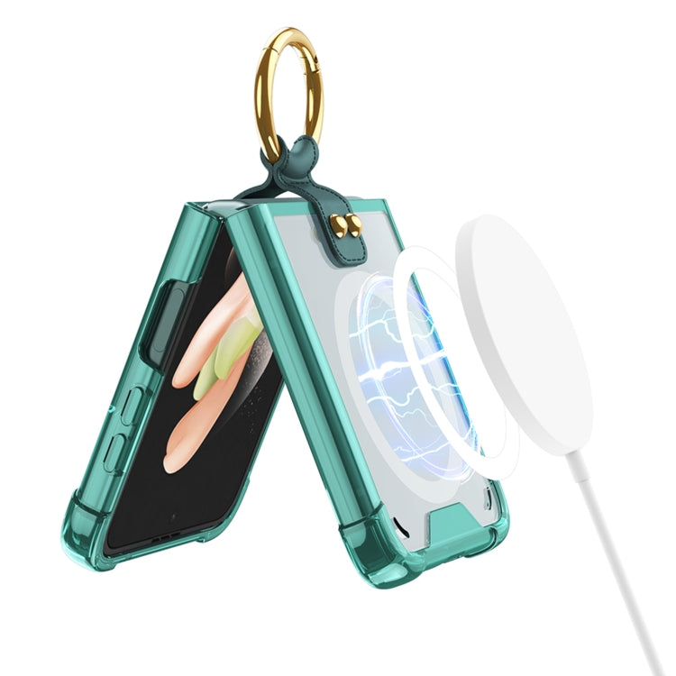 Samsung Galaxy Z Flip3 5G GKK MagSafe Airbag Shockproof Phone Case with Ring Holder (Transparent)