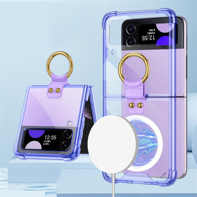 GKK MagSafe Airbag Shockproof Phone Case with Ring Holder for Samsung Galaxy Z Flip4 (Purple)