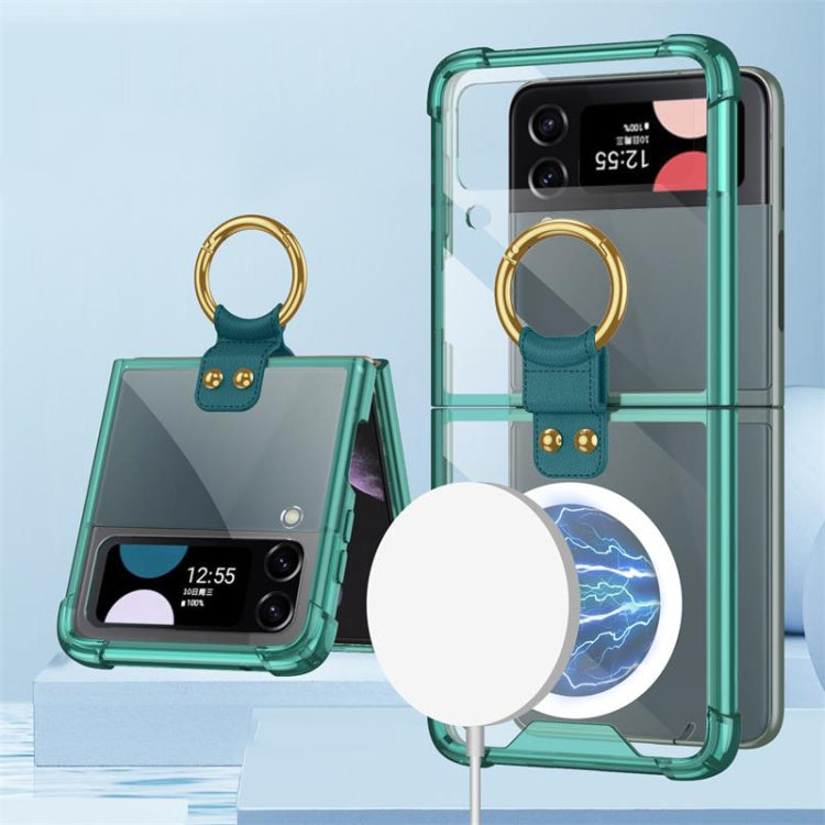 GKK MagSafe Airbag Shockproof Phone Case with Ring Holder for Samsung Galaxy Z Flip (Green)
