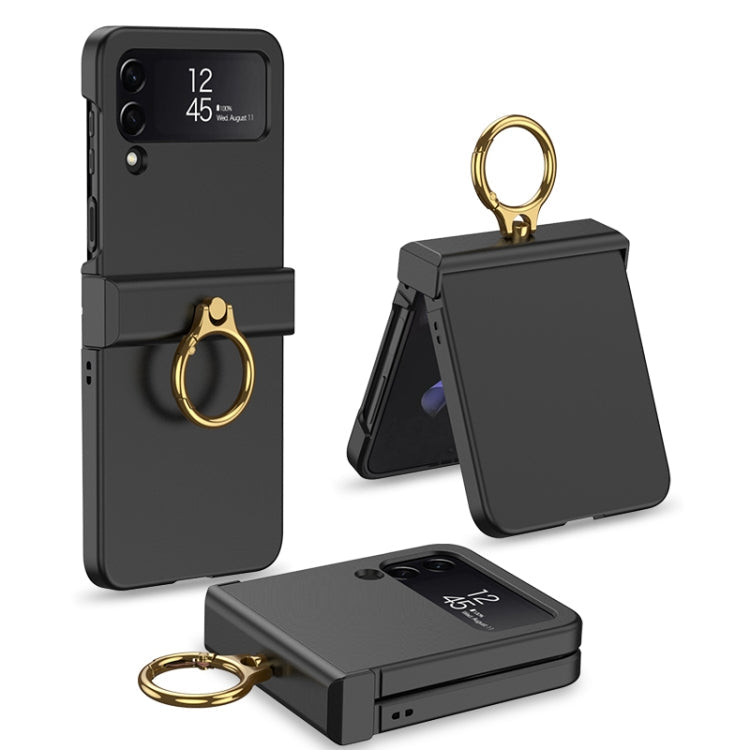 GKK Ultrathin Hinge Full Coverage Phone Case with Ring Holder for Samsung Galaxy Z Flip4 (Black)