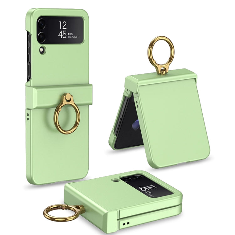 GKK Ultrathin Hinge Full Coverage Phone Case with Ring Holder for Samsung Galaxy Z Flip 4 (Green)