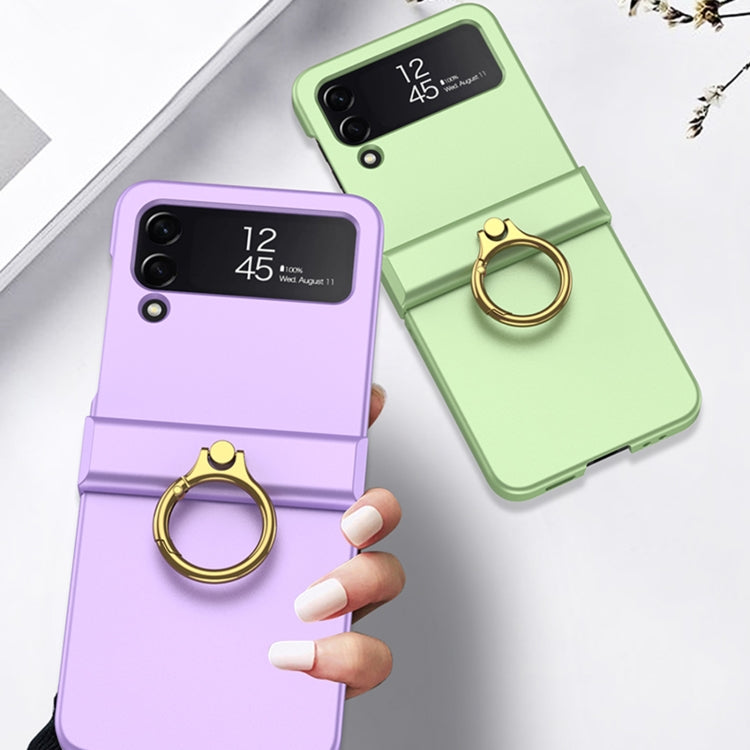 GKK Ultrathin Hinge Full Coverage Phone Case with Ring Holder for Samsung Galaxy Z Flip4 (Black)