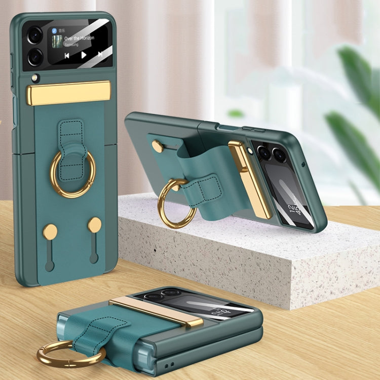 GKK Ultrathin Shockproof Phone Case with Ring Holder for Samsung Galaxy Z Flip 4 (Green)