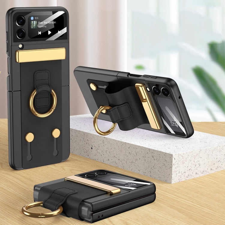 Samsung Galaxy Z Flip 4G GKK Ultrathin Shockproof Phone Case with Ring Holder / Wrist Strap(Black)
