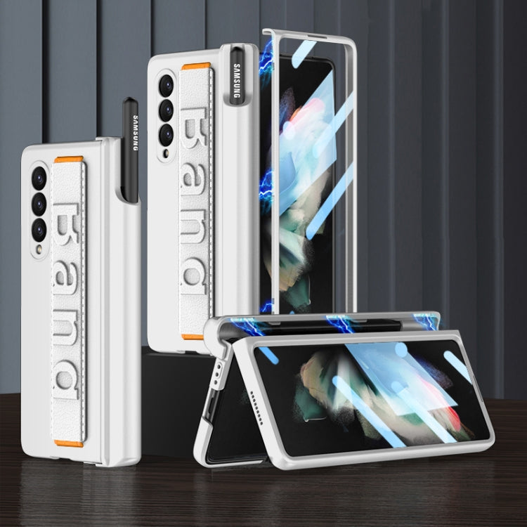 GKK Magnetic Fold Hinge Shockproof Phone Case with Wrist Strap for Samsung Galaxy Z Fold3 5G (Silver)