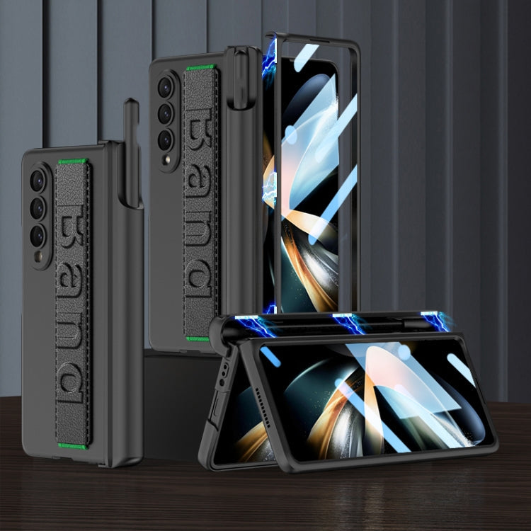 Samsung Galaxy Z Fold4 Black Shockproof Phone Case with Wrist Strap