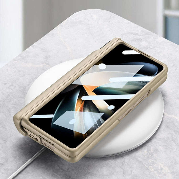 GKK Magnetic Fold Hinge Shockproof Phone Case with Wrist Strap for Samsung Galaxy Z Fold4 (Gold)
