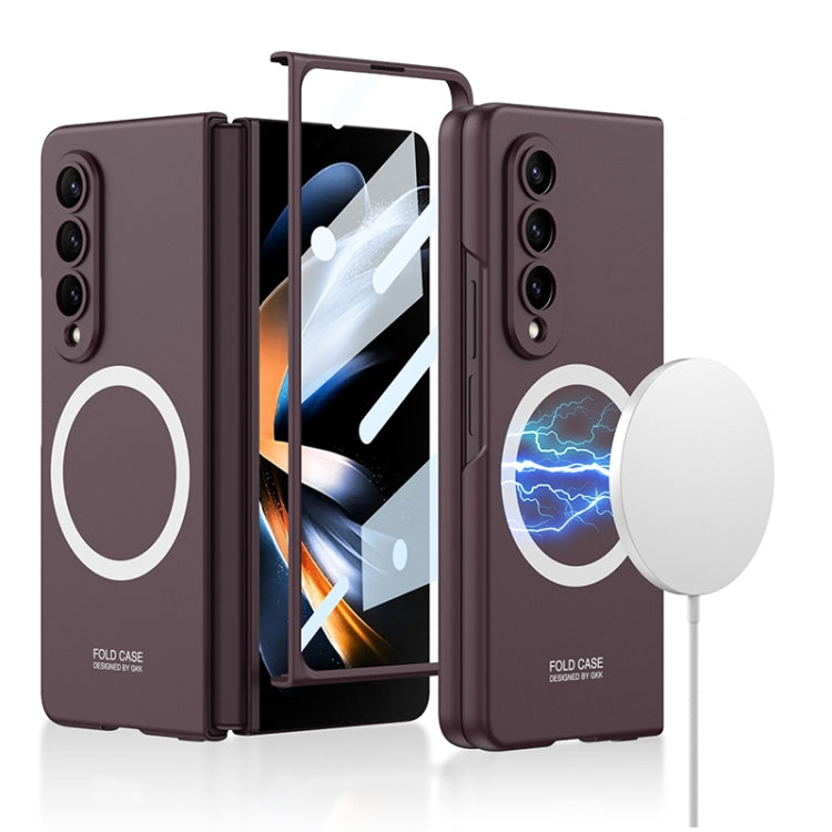 GKK MagSafe Ultrathin Integrated Shockproof Protective Phone Case for Samsung Galaxy Z Fold4 (Wine Red)