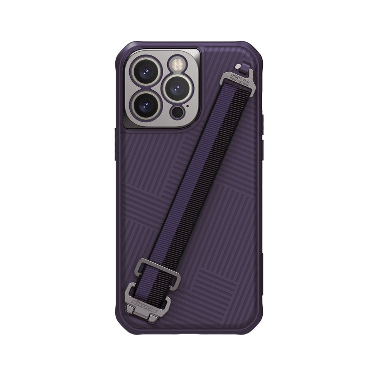 NILLKIN MagSafe Full Coverage Phone Case with Wrist Strap for iPhone 14 Pro Max (Purple)