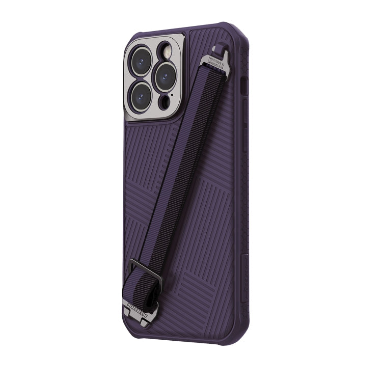 NILLKIN Full Coverage Phone Case with Wrist Strap for iPhone 14 Pro Max (Purple)
