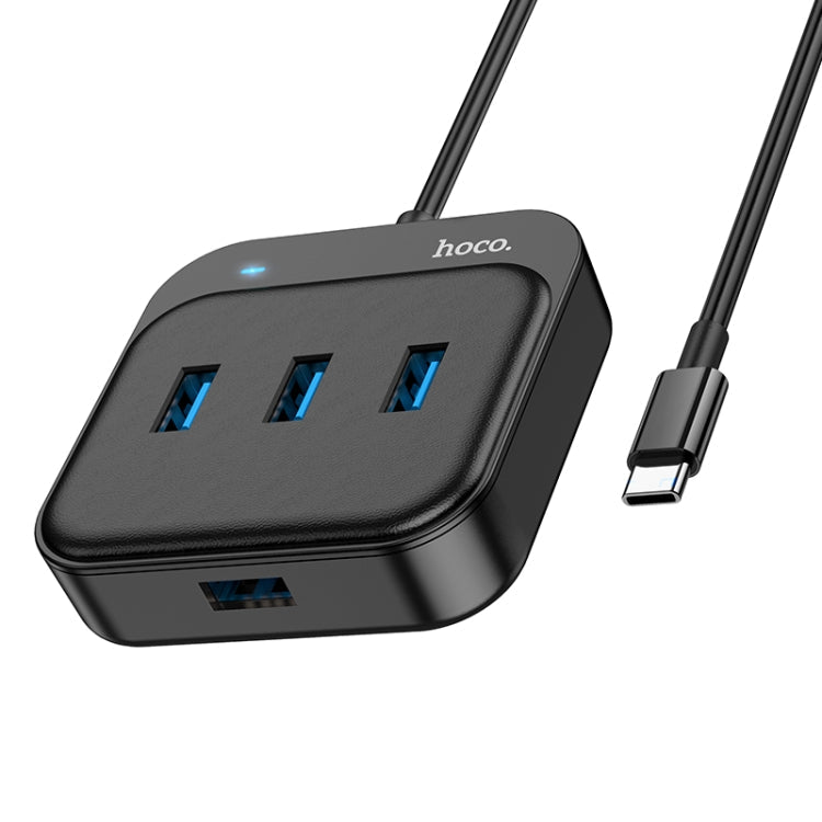 hoco HB31 Easy 4 in 1 USB-C to USB3.0x4 Converter with 0.2m Cable Length (Black)