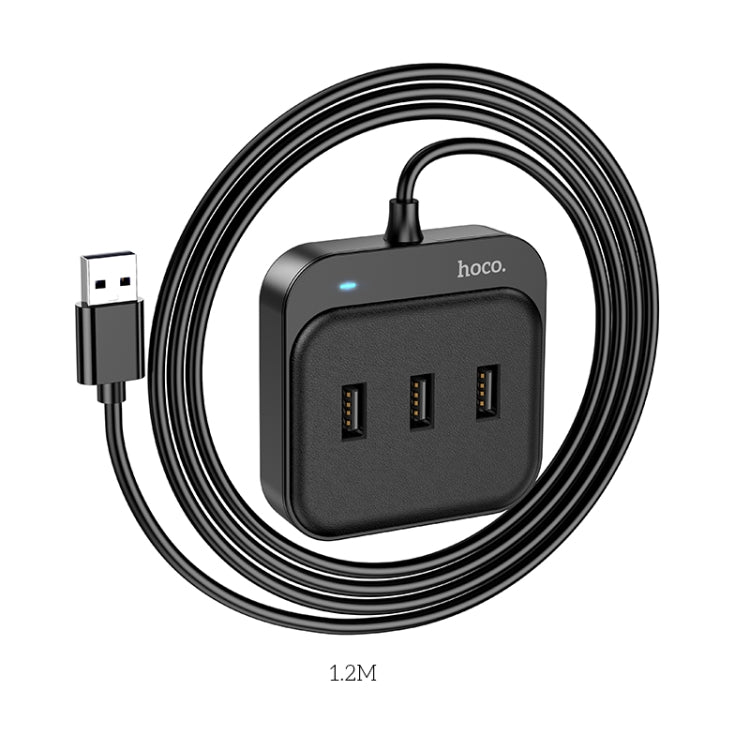 hoco HB31 Easy 4 in 1 USB to USB2.0x4 Converter, 1.2m Cable Length in Black
