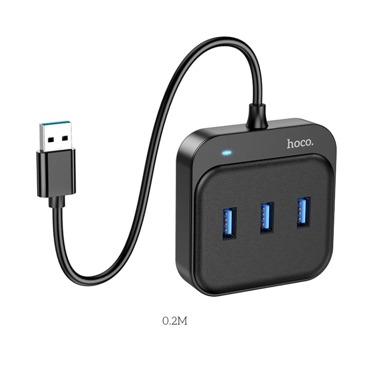 hoco HB31 4 in 1 USB to USB3.0x4 Converter with 0.2m Cable Length (Black)