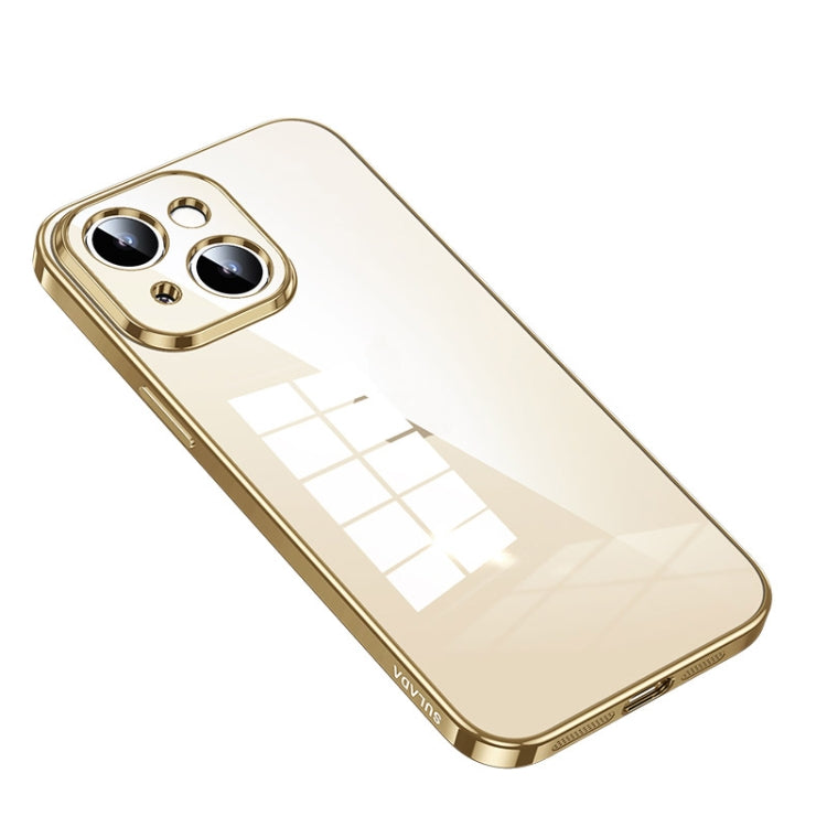 Transparent Phone Protective Case for iPhone 14 Plus (Gold)