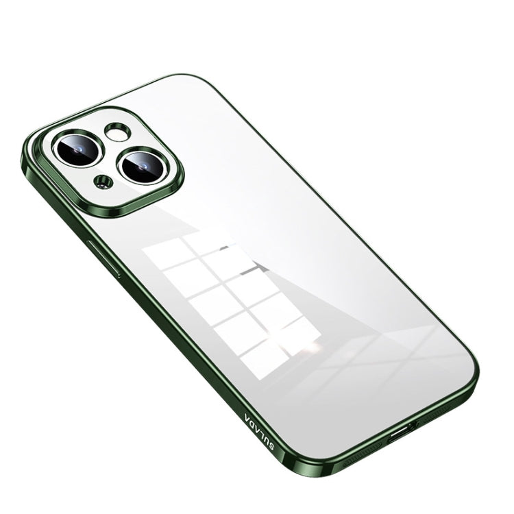 SULADA Shine Through Series Plating TPU Transparent Phone Protective Case for iPhone 14 Plus (Green)
