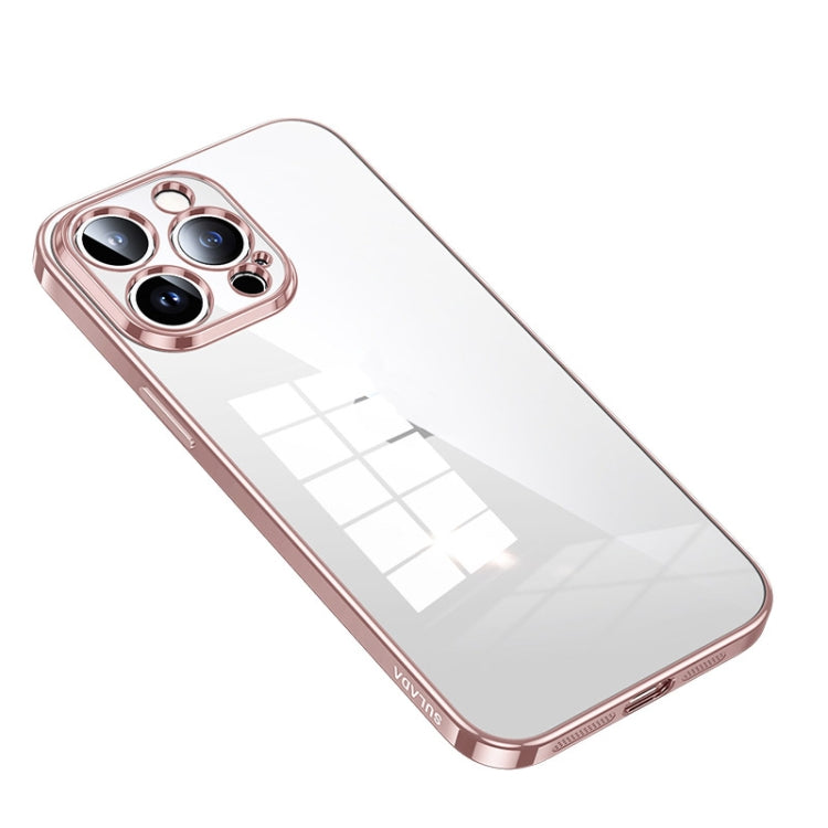 SULADA Shine Through Series Plating TPU Transparent Protective Case for iPhone 14 Pro (Pink)