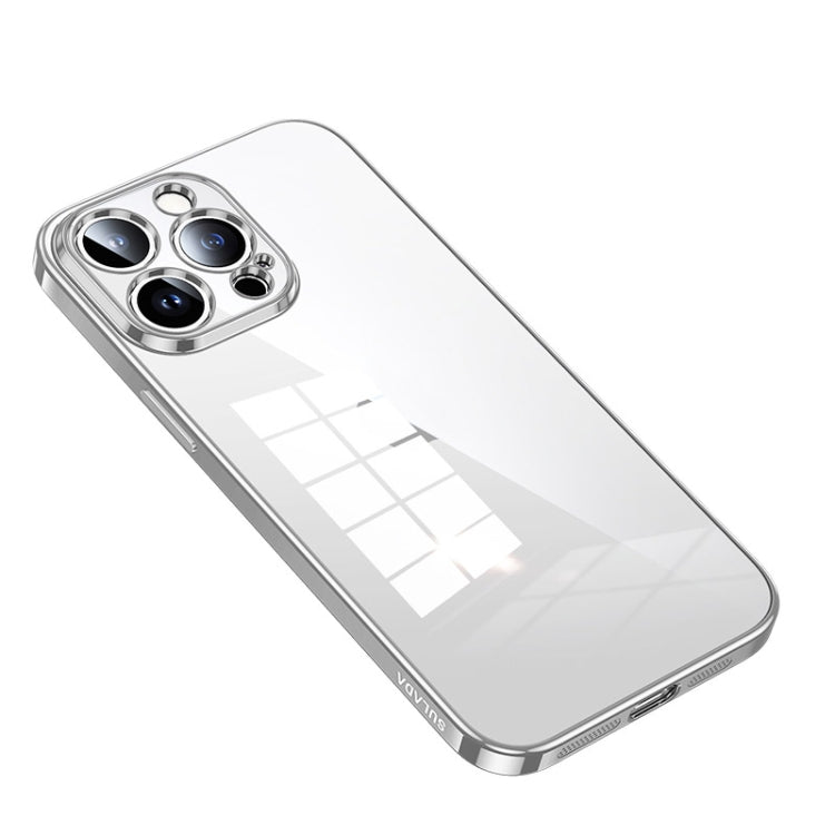 SULADA Shine Through Series Plating TPU Transparent Phone Protective Case for iPhone 14 Pro (Silver)