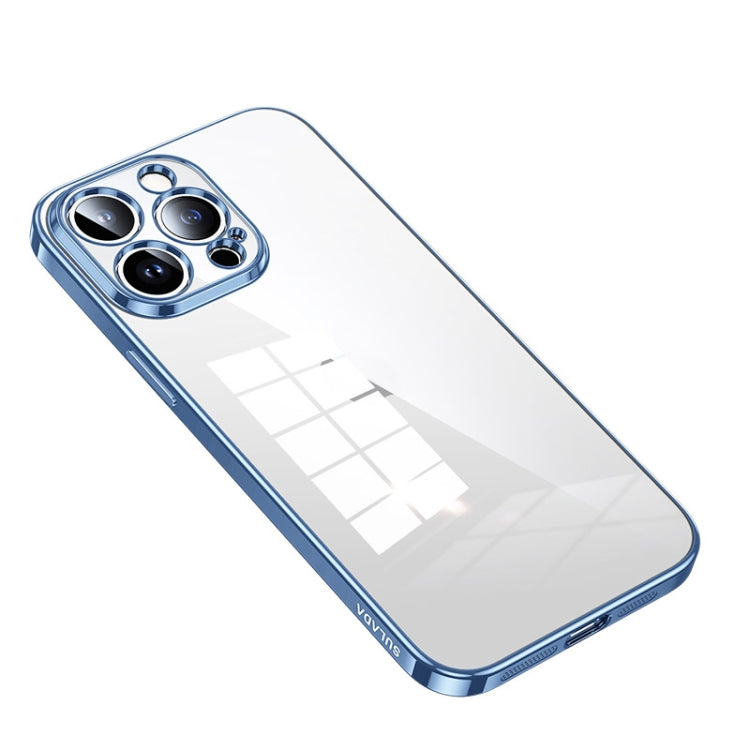 SULADA Shine Through Series Plating TPU Transparent Phone Protective Case for iPhone 14 Pro (Sierra Blue)