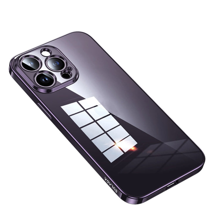 SULADA Shine Through Series Dark Purple Plating TPU Phone Case for iPhone 14 Pro Max