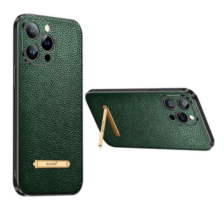 iPhone 13 pro max dark green leather case with invisible  bracket