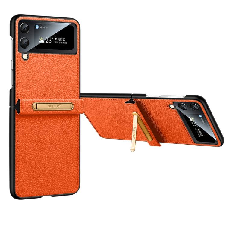 SULADA Orange Leather Back Cover Case for Samsung Galaxy Z Flip4