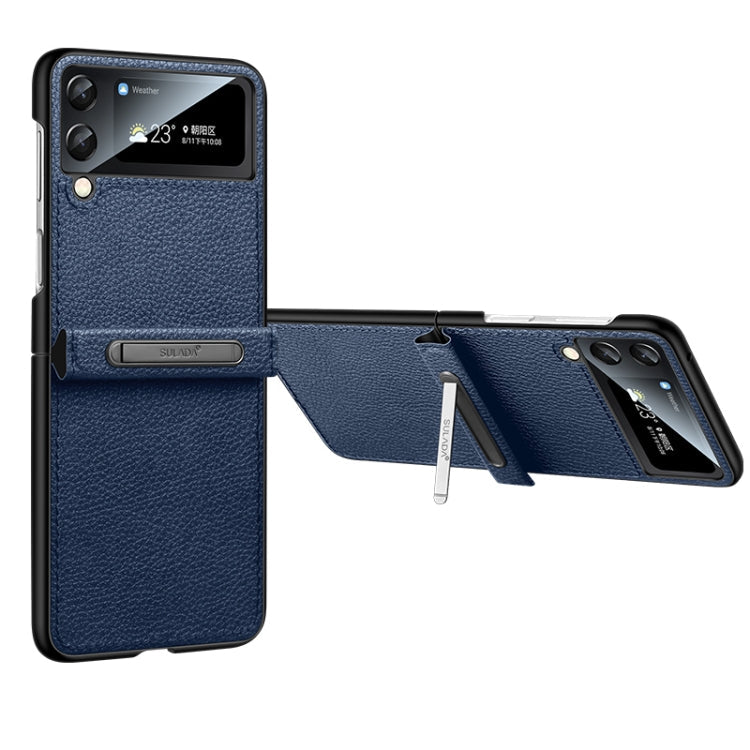 SULADA Blue Leather Back Cover Phone Case for Samsung Galaxy Z Flip3 5G