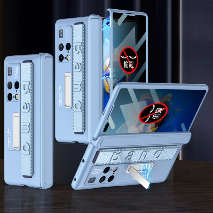 Blue GKK Peep-proof Magnetic Hinge Integrated Phone Case with Wrist Strap for Huawei Mate X2