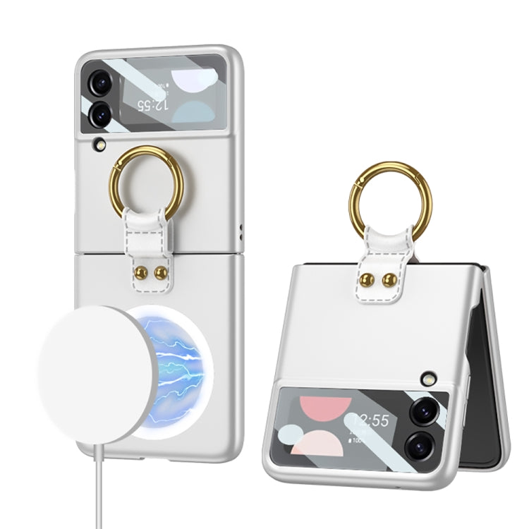 Samsung Galaxy Z Flip3 5G GKK MagSafe Ultrathin Integrated Shockproof Phone Case with Ring Holder (White)
