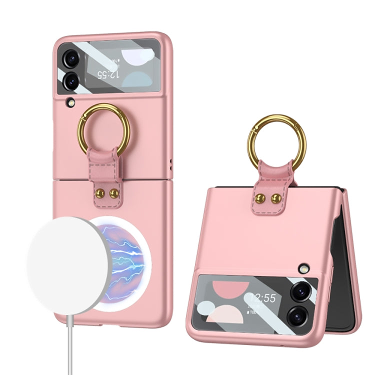 GKK MagSafe Ultrathin Shockproof Phone Case with Ring Holder for Samsung Galaxy Z Flip 4 (Pink)
