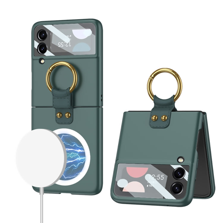 Samsung Galaxy Z Flip4 GKK MagSafe Ultrathin Integrated Shockproof Phone Case with Ring Holder (Green)