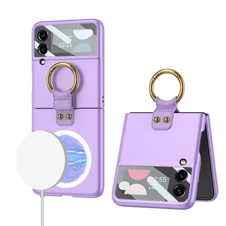 Samsung Galaxy Z Flip4 GKK MagSafe Ultrathin Integrated Shockproof Phone Case with Ring Holder(Purple)